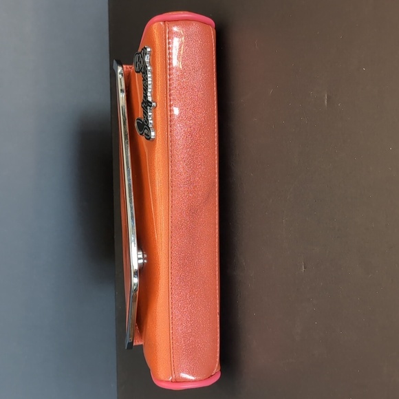 Sourpuss Womans Orange Faux Leather Retro Style Clutch. - Picture 6 of 12